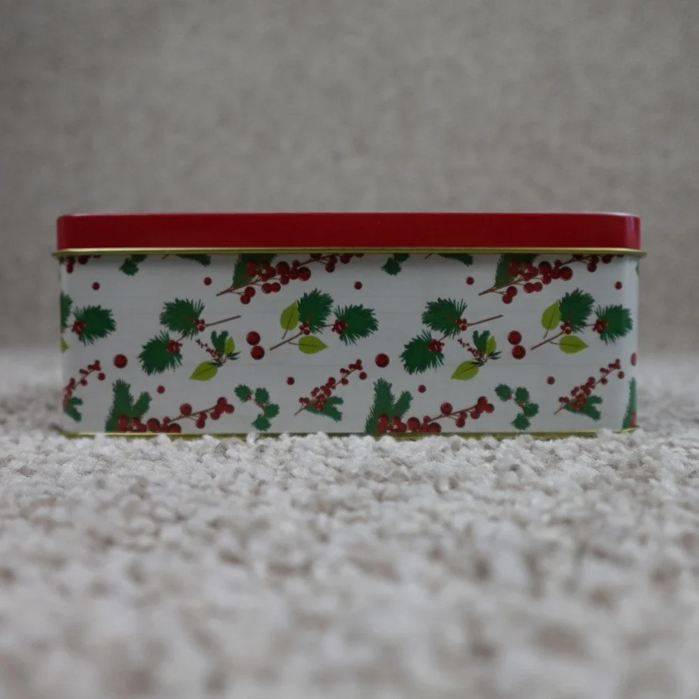Greenbrier Happy Holiday Buffalo Plaid Cocoa Mug Christmas Metal Gift Tin Box